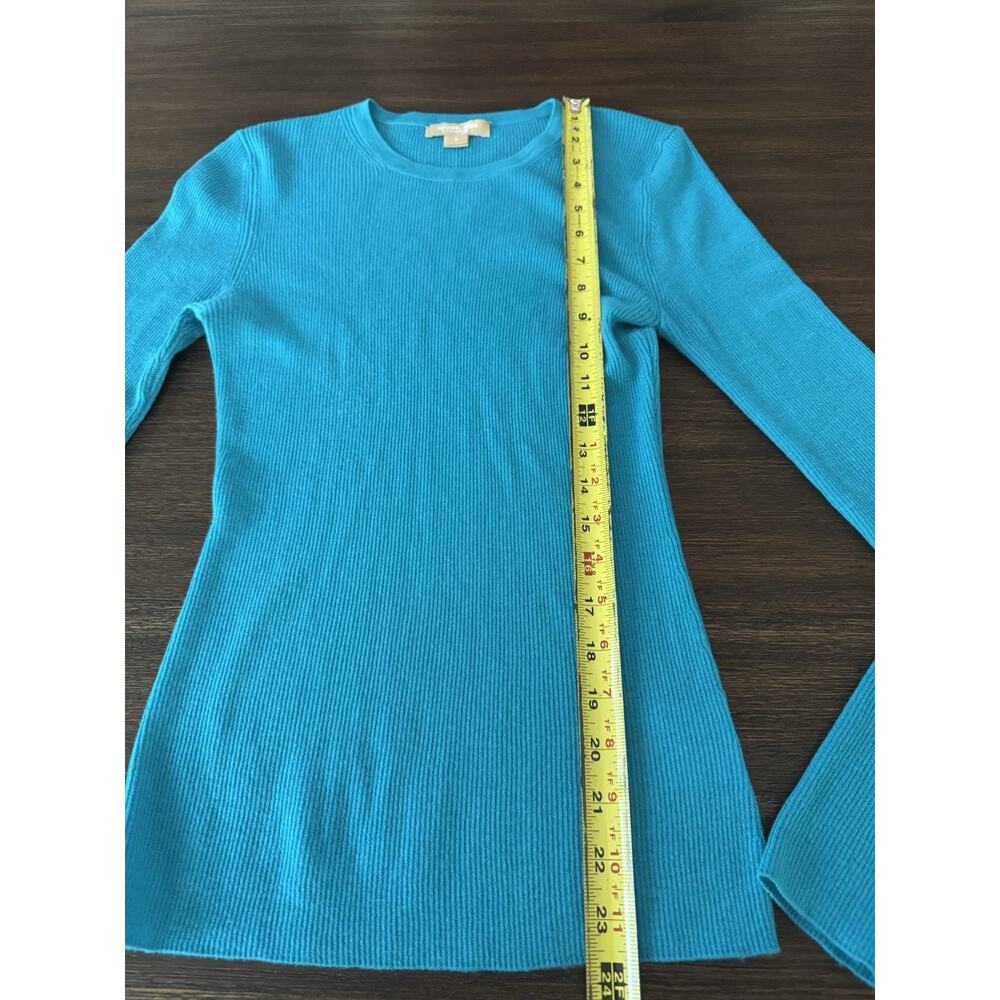 Michael Kors Collection Cashmere Sweater Women’s Small Ribbed Featherweight Blue - Picture 6 of 10